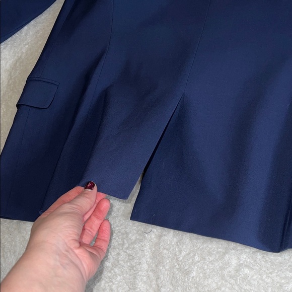 Theory CL Staple Collarless Traceable Wool Blazer Sea Blue 8 - Picture 11 of 11